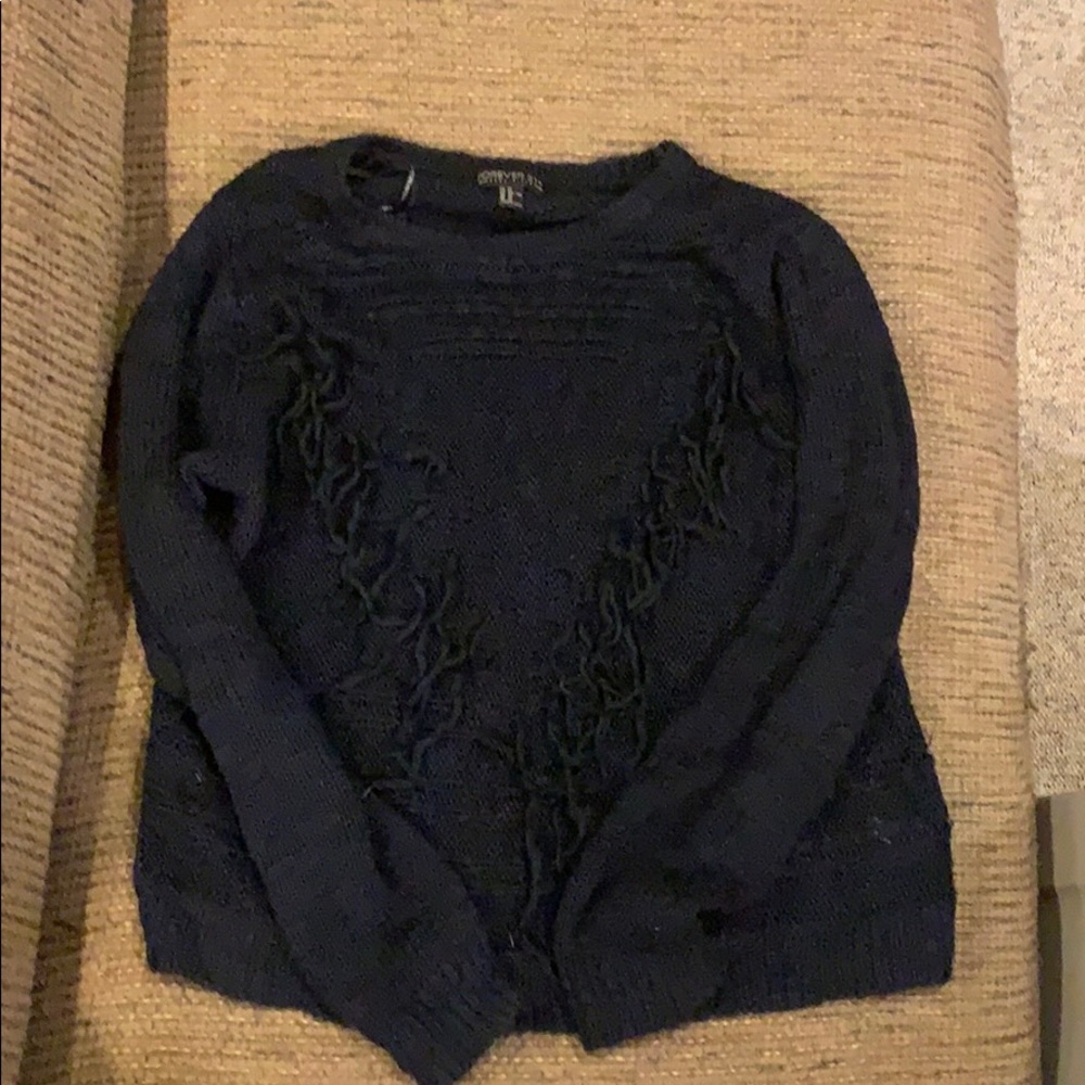 Forever 21 navy fringe sweater